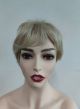 NIKI8H24 #STOP-613 - Short Blonde Wig 50% Synthetic Hair & 50% Human Hair #STOP-613 [Final Sale]