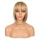 DM1707529-v4 - Short Highlighted Blonde Synthetic Hair Wig With Bangs [FINAL SALE]