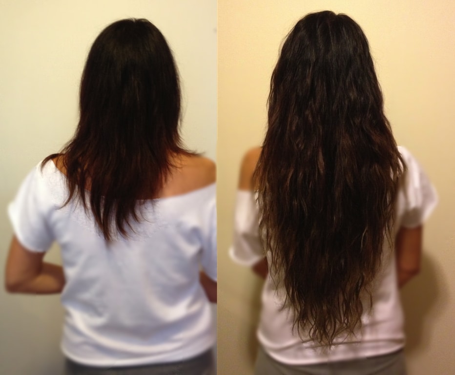 Before after hair extensions