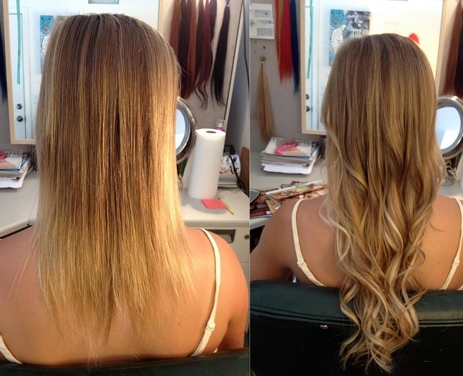 Before after hair extensions