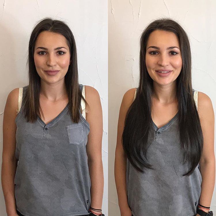 Before after hair extensions