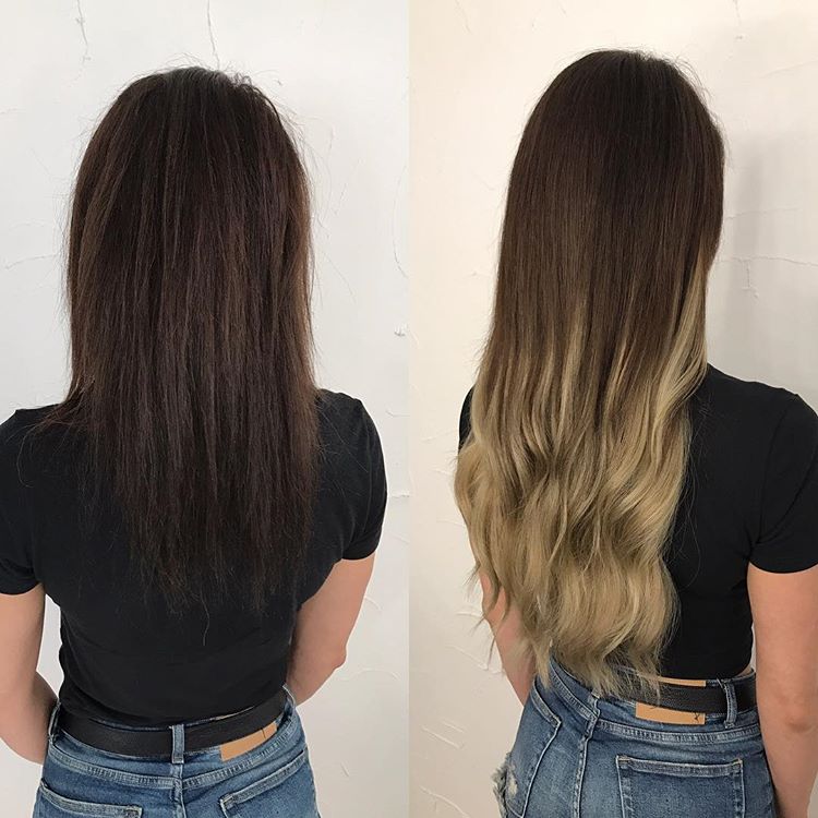 Before after hair extensions